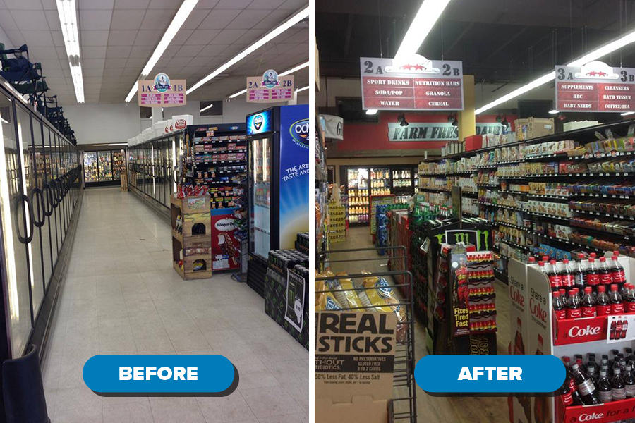 grocery store signs, small grocery store design